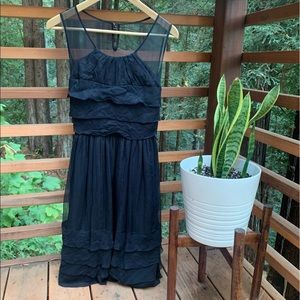 REAL SILK Anthropologie black chiffon dress 100% silk upper